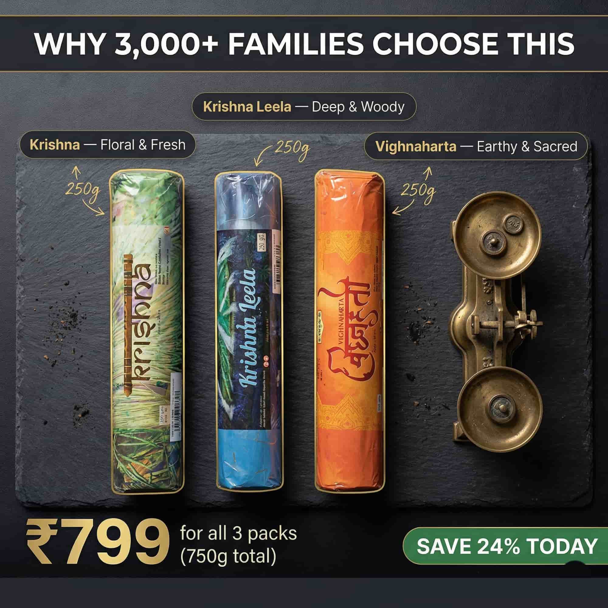 Trinity Divine Agarbatti – Krishna • Krishna Leela • Vighnaharta