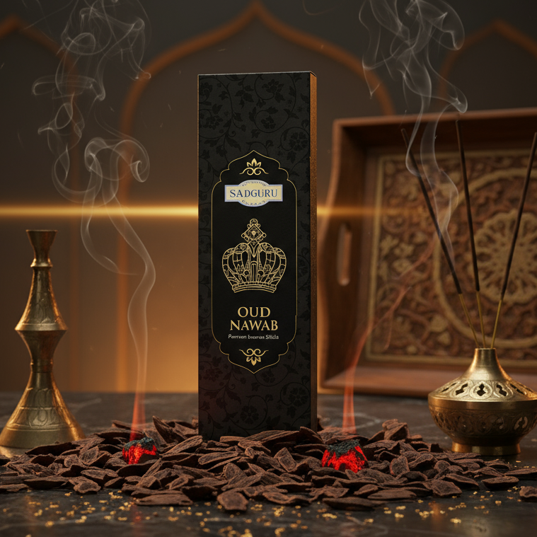 Black packaging of Sadguru Oud Nawab.